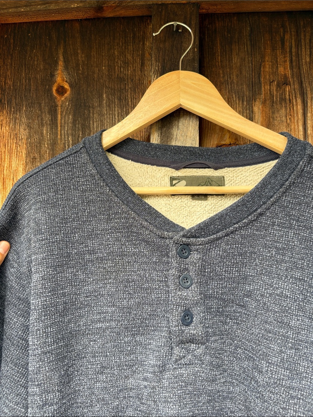 Men's BC Clothing Fleece-Lined Charcoal Gray Henley Sweater
